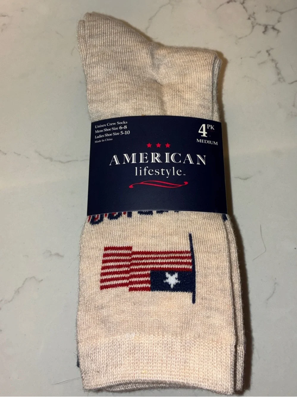 NWT Americana themed Crew Socks 4 PACK